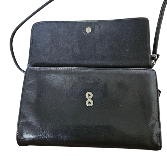Vintage Y2k Fossil Small Black Leather Organizer Crossbody Bag - Picture 5 of 7